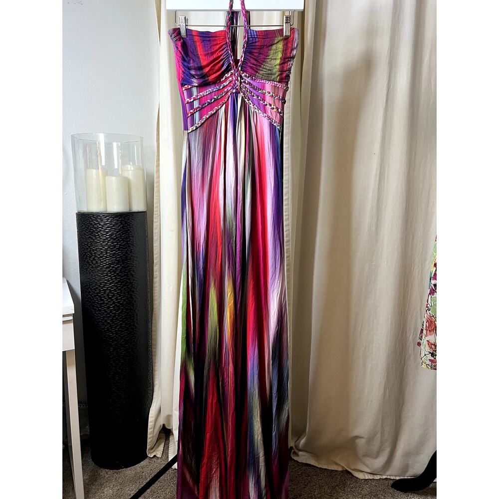 Sky Multicolor Halter Midi Dress